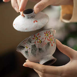 Frontpage: Creative hand-painted Gaiwan 130ml with one fair cup 160ml and one teacup