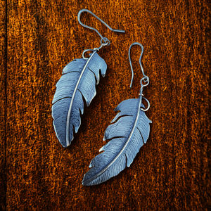 Hand-Forged Silver Feather Earrings - Sue Woledge – Massage & Contact Care Te Aroha