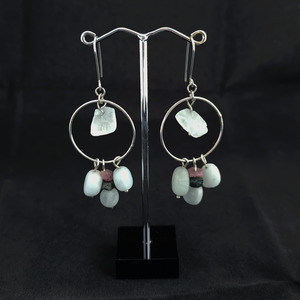 Products: Handmade Silver Hoop Earrings with Aquamarine and Tourmaline - Sue Woledge – Massage & Contact Care Te Aroha