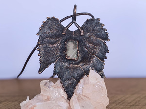 Products: Copper Grape Leaf Pendant with Chalcedony - Real Leaf Electroformed Necklace - Sue Woledge – Massage & Contact Care Te Aroha
