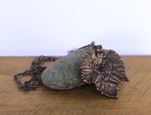 Copper Grape Leaf Pendant with Garnet and Hand Made Chain - Sue Woledge – Mass&hellip;