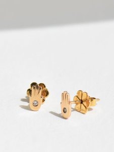 Charlotte Penman: Charlotte Penman Fine | Hamsa Studs | Diamond | 9k Gold
