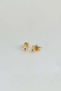 Earrings: Charlotte Penman Fine | Hamsa Studs | Blue Sapphires | 9k Gold