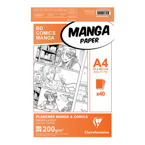 Comic And Manga: Clairefontaine Manga Paper A4 200g, Pack of 40 Tech City