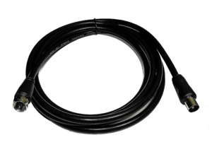 2m Black F-Type Male to PAL RF Male Coaxial Cable for TV