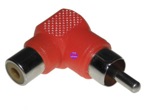 Wall Mount Tv Plugs Adapters And Cables: RED Right Angle 90 Degree RCA Phono Male to Female Elbow Port Saver Adapter