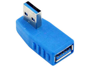 Wall Mount Tv Plugs Adapters And Cables: USB 3 Male to Female Right Angle R/A Elbow LEFT 90 Degree USB 3.0