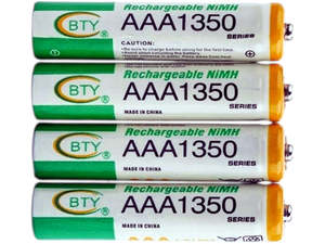 Batteries: BTY AAA 1350mAh 1.2V NiMH Rechargeable Batteries – 4-Pack
