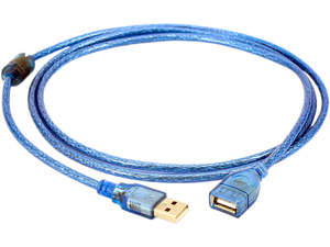 Usb Extension Cables: 1.5m Transparent Blue USB 2.0 Type-A Male to Female Extension Cable