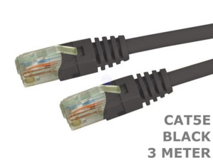 3 Meter Cat5e Black Computer Network LAN Patch Cable Cord 3M Lead