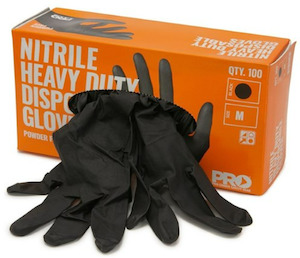 Gloves Safety: PRO NITRILE HD GLOVES  - Black 100pc