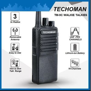 3x TECHOMAN TM-9C 2 WATT UHF PRS CB Walkie Talkies - 16 Channels