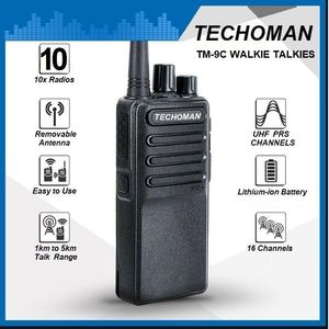 10x TECHOMAN TM-9C 2 WATT UHF PRS CB Walkie Talkies - 16 Channels - Standard