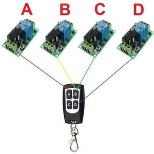 TECHOMAN 4x 12V 433Mhz Wireless Remote Receiver Switches with 1 Transmitter