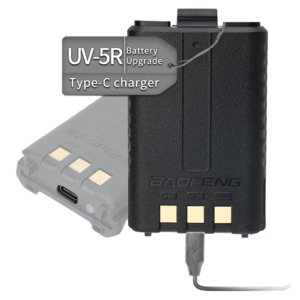 Batteries: Baofeng BL-5 1800mAh Size Li-ion USB-C Battery Pack for UV-5R with USB-C Cable
