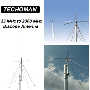 TECHOMAN 25 MHz to 3000 MHz Super Discone Ultra-Wide Band Outdoor Antenna / Aerial