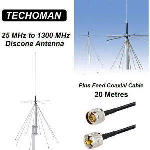 TECHOMAN 25 MHz to 1300 MHz Discone Versatile Ultra-Wide Band Outdoor Antenna / &hellip;
