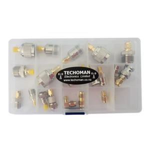 TECHOMAN 20x RF Connector Adaptors - Boxed Set - SMA , N , PL259 , SO239 , BNC , F