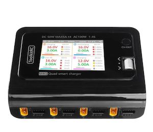Drone Accessories: ToolkitRC M4Q 4x50W 5A AC 100W 4 Port DC Smart Charger XT60 for 1-4S