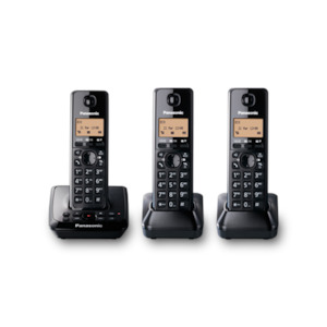 Telephone: Panasonic KX-TG2723NZB Cordless Telephone Triple Pack - DECT 6.0 - 1.8 GHz