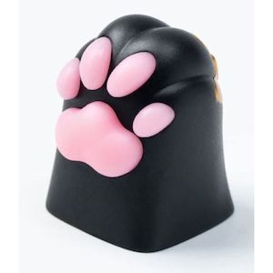 Gaming: KEYC-AT-4 - Silicone Kitty Paw Aluminium Alloy Black Artisan Keycap (1u)