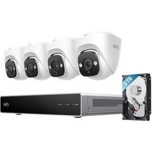 Surveillance: eufy E41 NVR POE 24/7 Security System [4 x Turret Cameras]