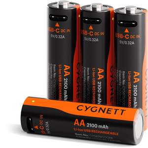 Cygnett AA USB-C Rechargeable Batteries (4 Pack)