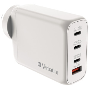 Products: Verbatim 100W GaN Charger with 3x USB-C and 1x USB-A - Techtonic