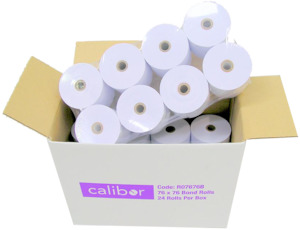 Products: Bond Plain Paper Rolls 76x76mm 1-Ply - Box of 24 - Techtonic