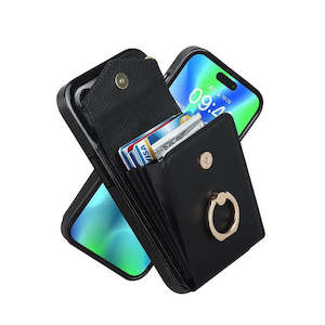 Luxury Mobile Phone Case with Credit Card Holder & Stand for iPhone X/XS - Black