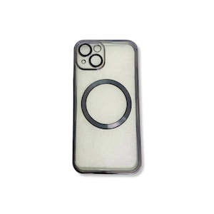 Transparent wireless charging magnetic case for iPhone 13 - Metallic Grey