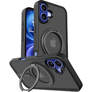 Kinglink Mag Ring Case with Kickstand MagSafe for iPhone 16 - Black