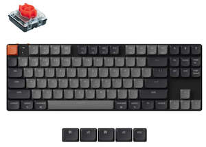 Input Devices: Keychron KEYC-K1X-A3, K1 Version 6, 80% layout, Low Profile Brown Switch, Black, QMK, White Backlight, Wireless Keyboard