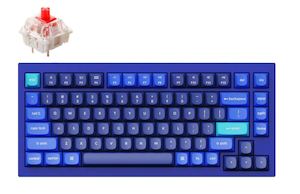 Keyboard: Keychron Q1-J1, 75% Layout 84 keys, Red Switch, RGB, Navy Blue Frame, Hot Swap, QMK, Gateron G Pro, Mechanical Wired Keyboard