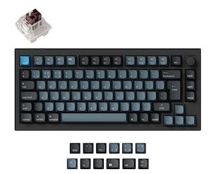 Keyboard: Keychron Q1P-M3, 75% Layout 81 Keys, Brown Switch, Black Frame, RGB, Hot-Swap, QMK, Keychron K Pro, Wireless Keyboard, With Knob