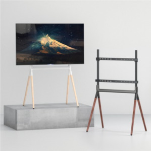 Bracom Easel Studio TV Floor Stands (Metal & Wood) up to 40kg Matte Black & Walnut