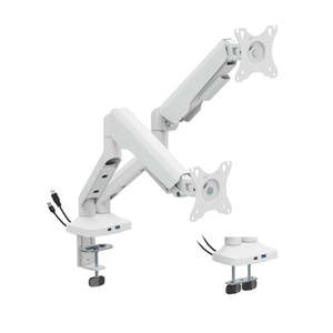 Bracom FlexPrecision Cost-Effective Gas Spring Dual Monitor Arm with USB Ports White