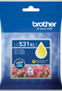 Inkjet Cartridges 1: LC531XLY Brother Hi Yield Yellow Ink Cartridge