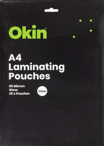 Laminating Machines And Supplies: Okin Laminating Pouches A4 80 Micron Pack - 25 Sheets