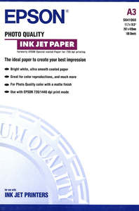 A3 Photo Paper: A3 102gsm Epson Photo Quality Inkjet Paper 100 sheets