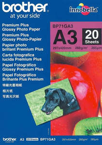 A3 Photo Paper: A3 260gsm Brother BP71GA3 Glossy Photo Paper 20 sheets