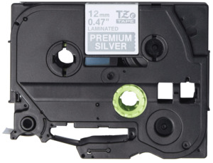 TZe-PR935 Compatible 12mm x 8m White On Premium Silver Adhesive Laminated Tape for Brother