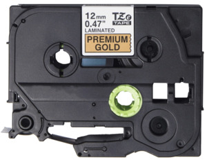 TZe-PR831 Compatible 12mm x 8m Black on Premium Gold Adhesive Laminated Tape for Brother