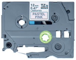 TZe-MQE31 Compatible 12mm x 8m Black on Pastel Pink Adhesive Laminated Tape for Brother