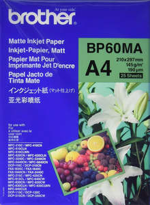 A4 Paper Over 80gsm: A4 145gsm Brother BP60MA Matte Paper 25 sheets