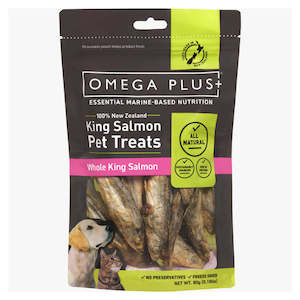 New Zealand Made Dog Treats: Omega Plus Whole Salmon Treats 80g