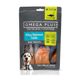 Fish Seafood Dog Treats: Omega Plus King Salmon Tails Dog Treats 100g