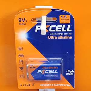 Battery: 9 Volt PKCELL  1 0 pce