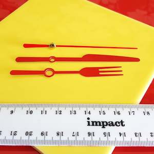 Clock Hands Red Knife Fork