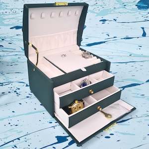 Jewellery & Watch Box TJ12- Forrest Green,